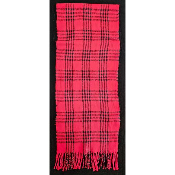 BURBERRYs of London 100% Lambswool RED Scarf Shawl Nova Check Vintage - Picture 7 of 8